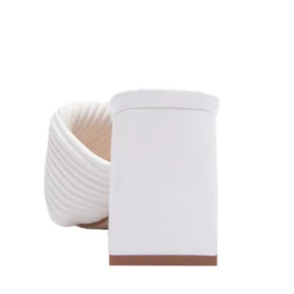 !! NEW !! Sustainable Square Toe Block Heel Mules in White - Picture 8 of 9